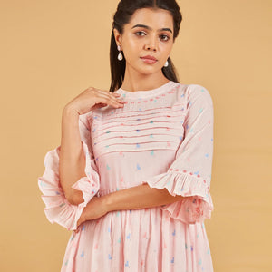 Baby Pink Flared Cotton Dress