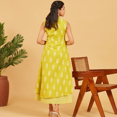 Lime Green Layered Cotton Dress