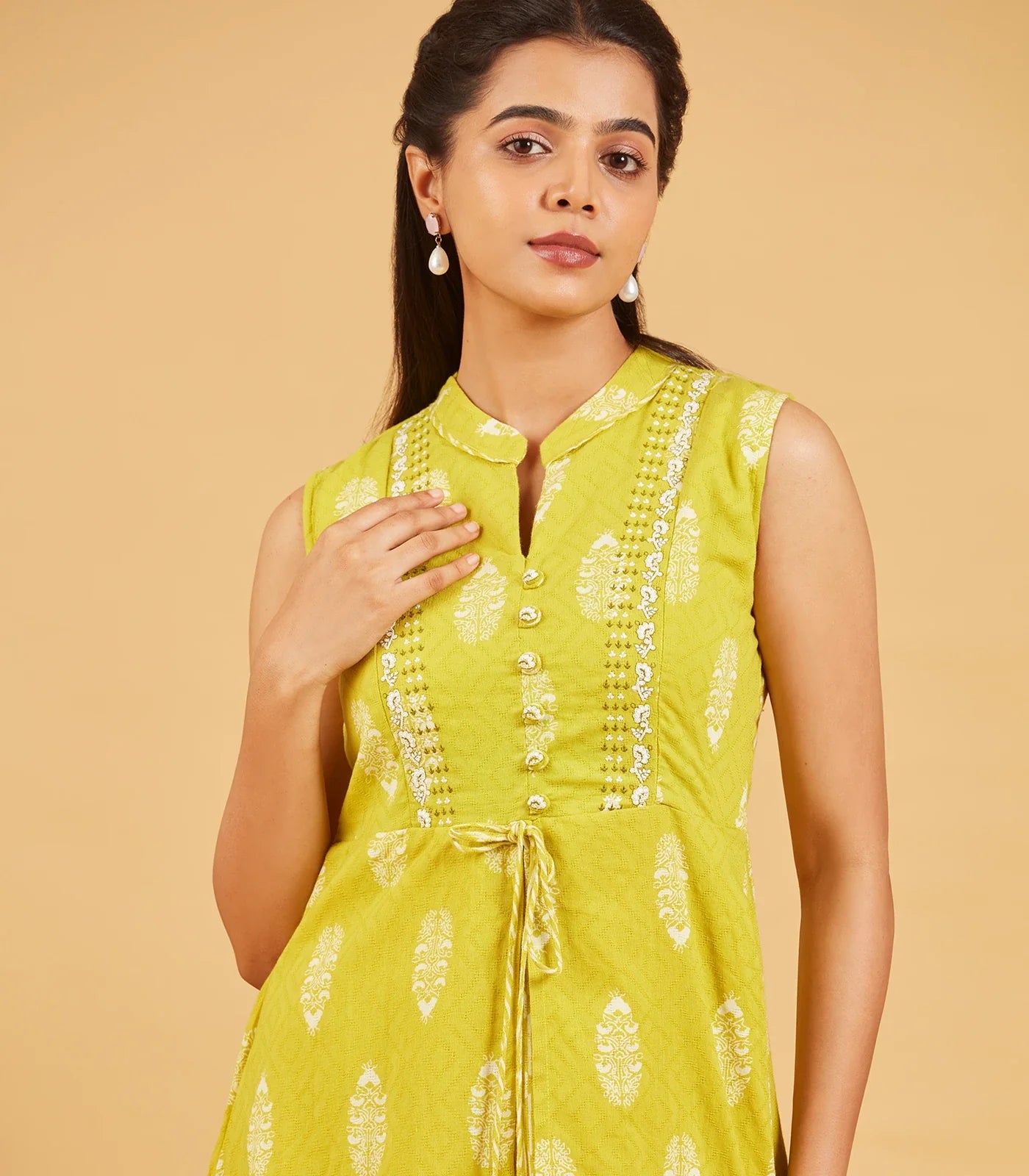 Lime Green Layered Cotton Dress