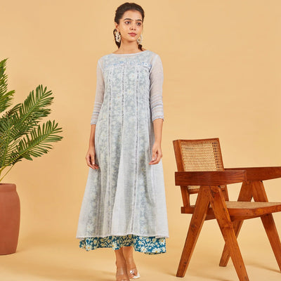 Pastel  Blue Layered A-line Dress