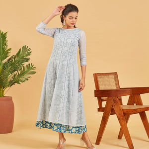 Pastel  Blue Layered A-line Dress