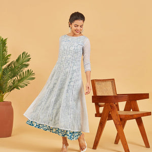 Pastel  Blue Layered A-line Dress