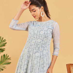 Pastel  Blue Layered A-line Dress