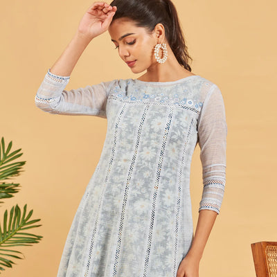 Pastel  Blue Layered A-line Dress