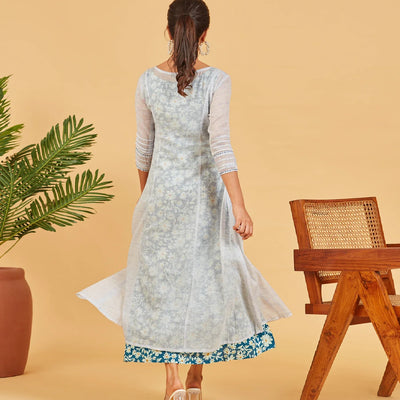 Pastel  Blue Layered A-line Dress