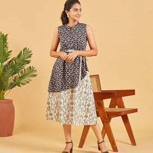 Black And White Layered Cotton Dress