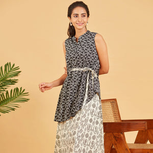 Black And White Layered Cotton Dress