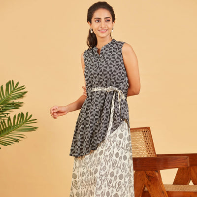 Black And White Layered Cotton Dress