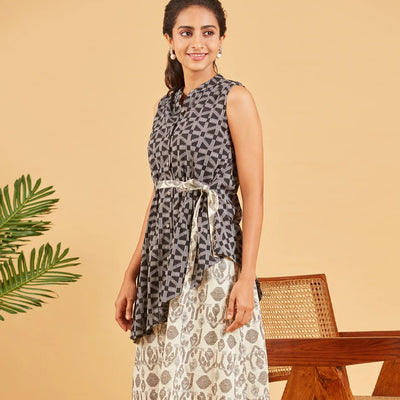 Black And White Layered Cotton Dress