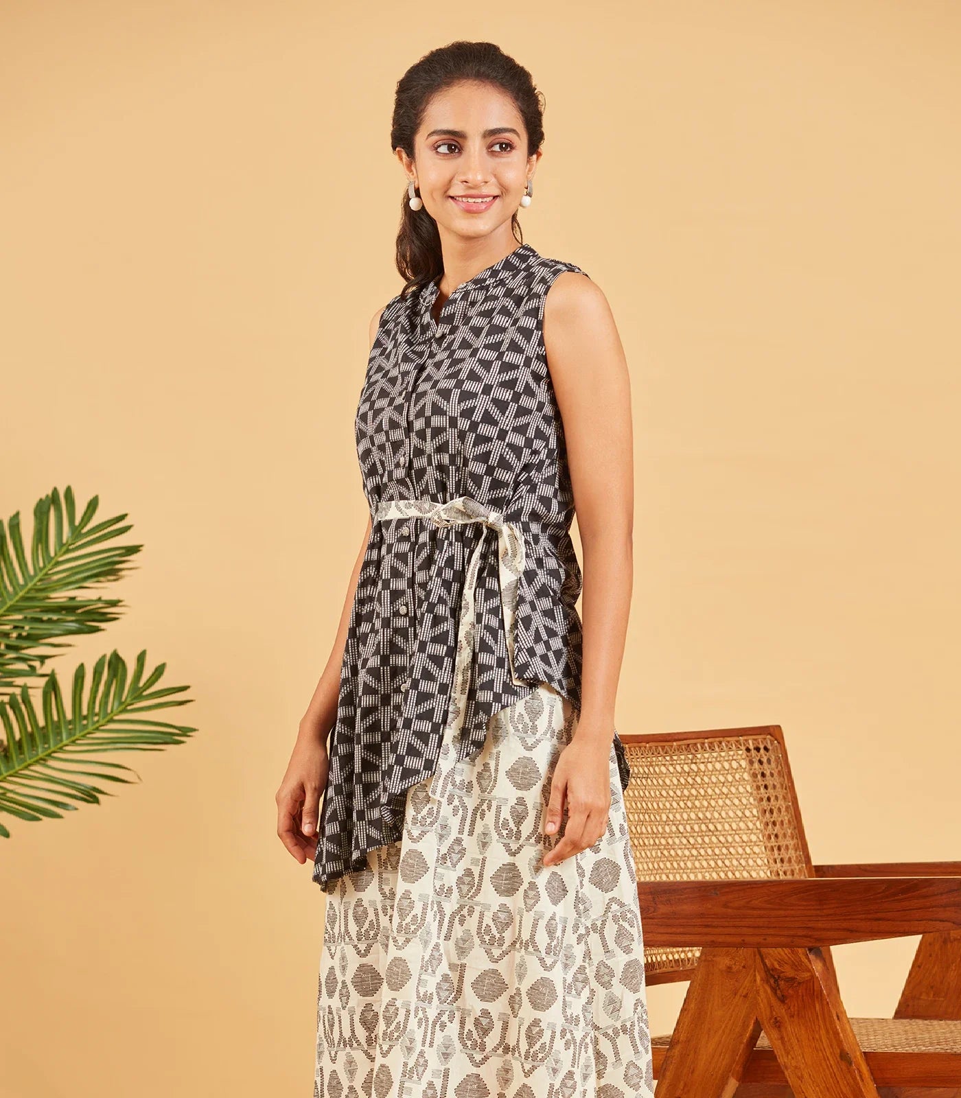 Black And White Layered Cotton Dress