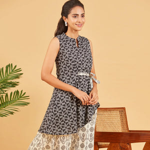 Black And White Layered Cotton Dress