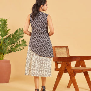 Black And White Layered Cotton Dress