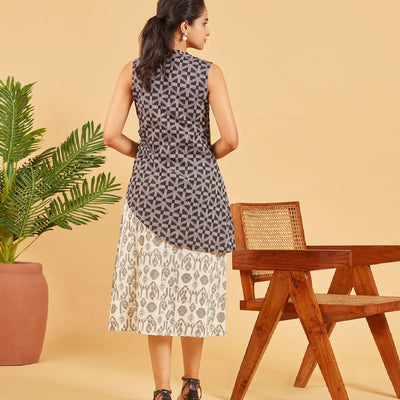 Black And White Layered Cotton Dress
