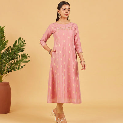Dusty Pink Embroidered Festive Kurta