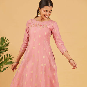Dusty Pink Embroidered Festive Kurta
