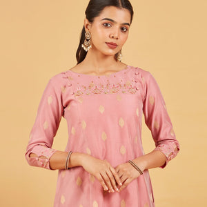 Dusty Pink Embroidered Festive Kurta