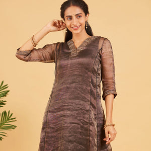 Black And Gold Tissue Kurta