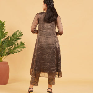 Black And Gold Tissue Kurta