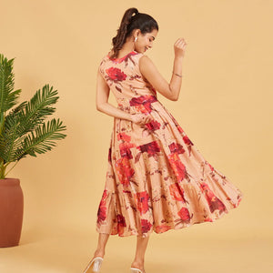 Peach Floral printed dress