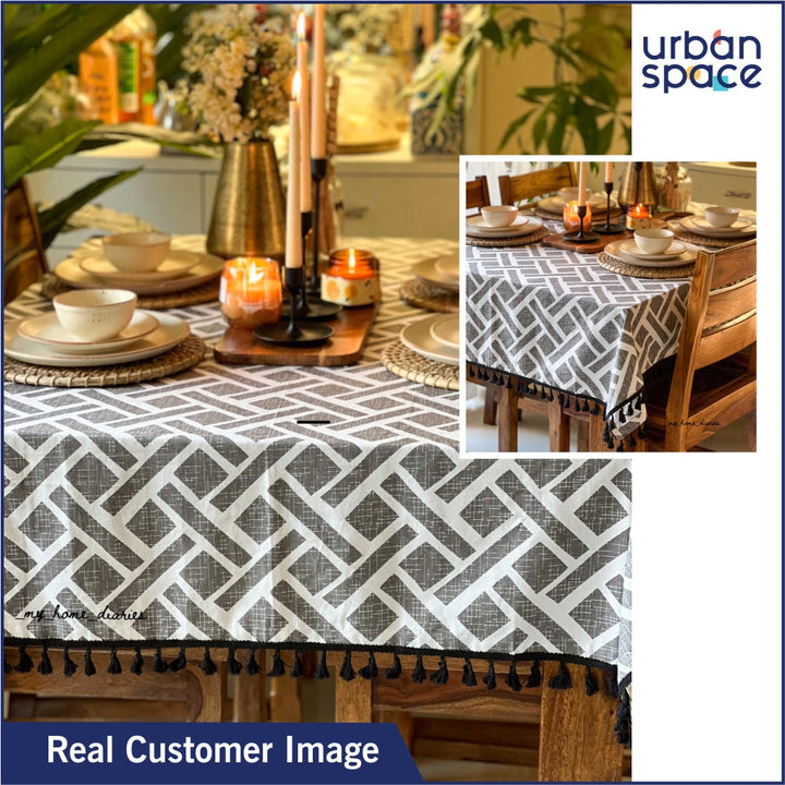 100% Cotton Table cloth/ table cover / table runner for 4 or 6 seater Dining / Centre Table - Ropeknot Grey