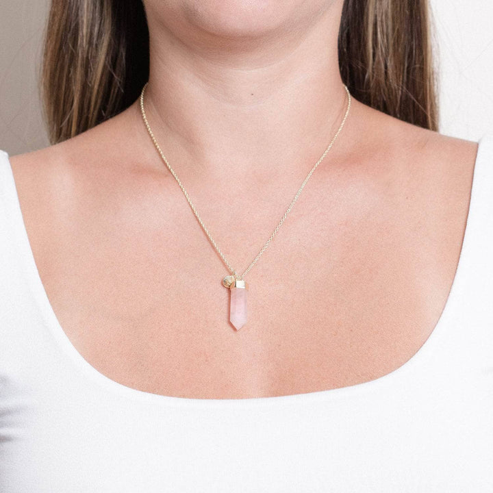 Rose Quartz Crystal Point Necklace