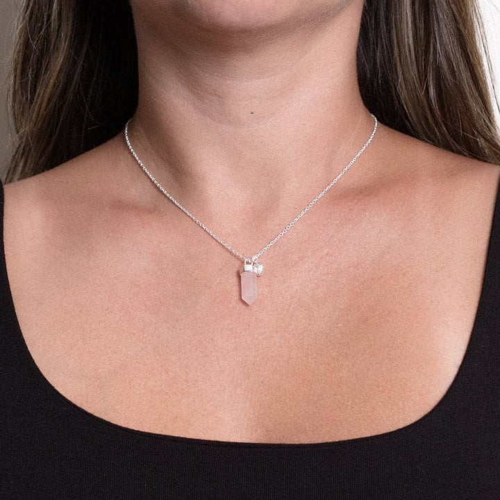 Delicate Rose Quartz Crystal Point Necklace