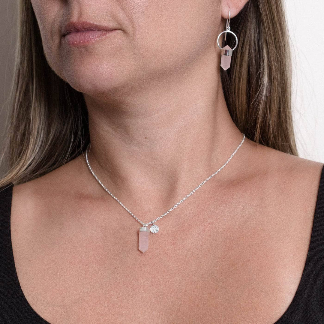 Delicate Rose Quartz Crystal Point Necklace