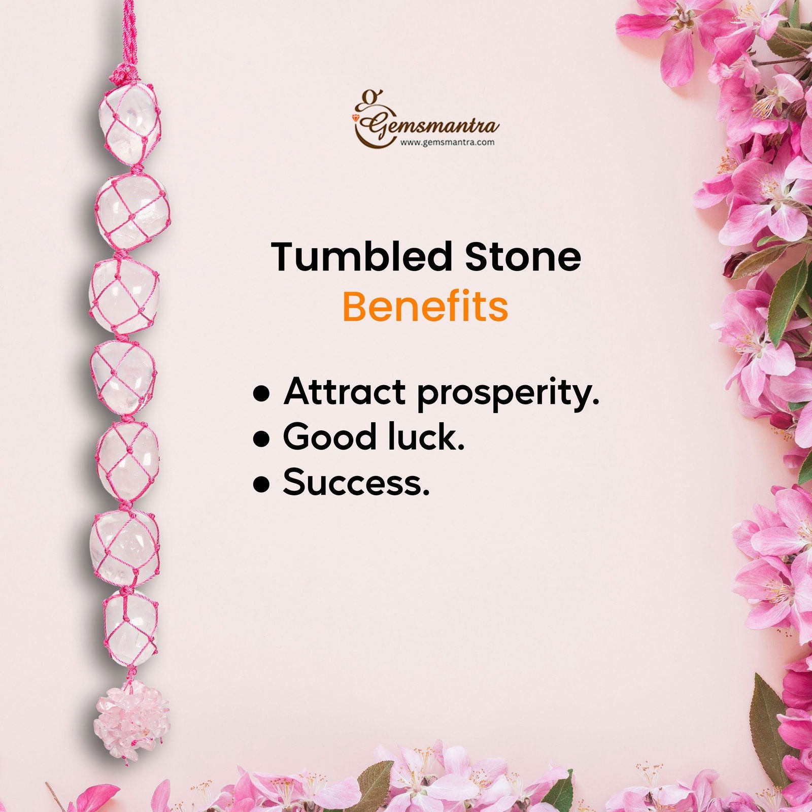 Rose Quartz Tumbled Hanging