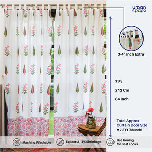 100% MalMal Cotton Curtains, Semi-Transparent with Tab Top, Pack of 2 Curtains - Royal Heritage Pink