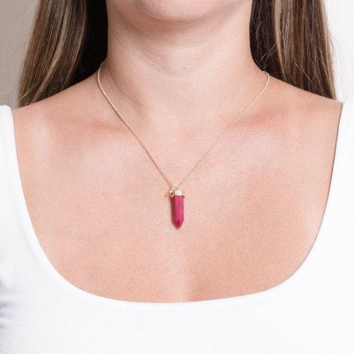 Ruby Crystal Point Necklace