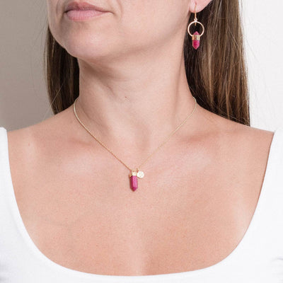Delicate Ruby Crystal Point Necklace