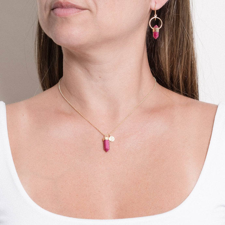 Delicate Ruby Crystal Point Necklace