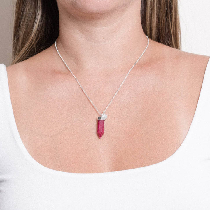 Ruby Crystal Point Necklace