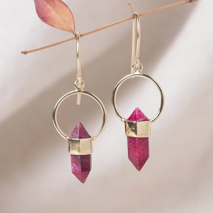 Ruby Crystal Point Earrings