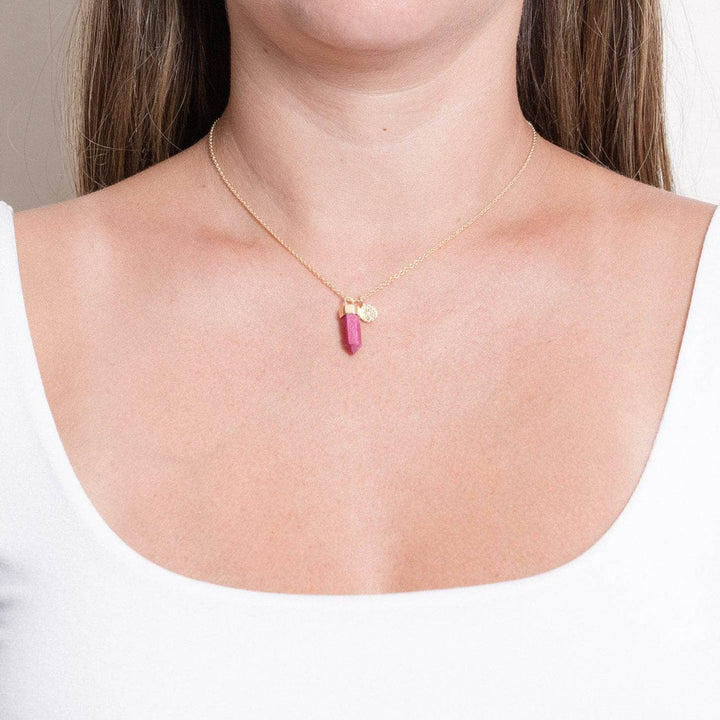 Delicate Ruby Crystal Point Necklace