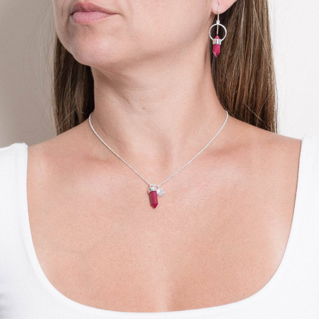 Delicate Ruby Crystal Point Necklace