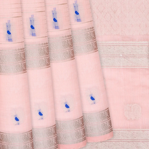 Light Peach Handloom Chirala Soft Silk Saree With Annam Motifs-Light Peach