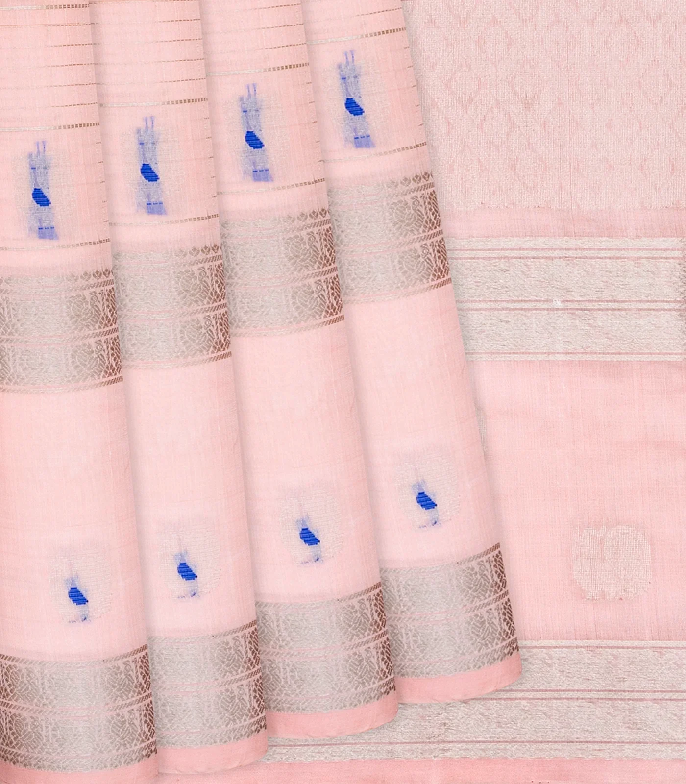 Light Peach Handloom Chirala Soft Silk Saree With Annam Motifs-Light Peach