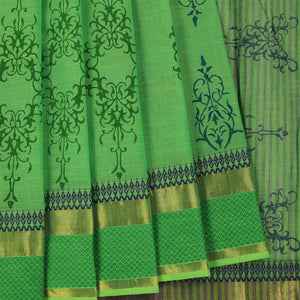 Hand block printed south cotton saree