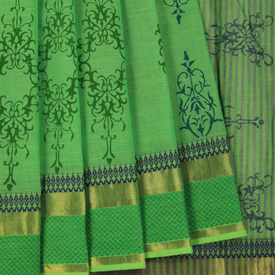Hand block printed south cotton saree