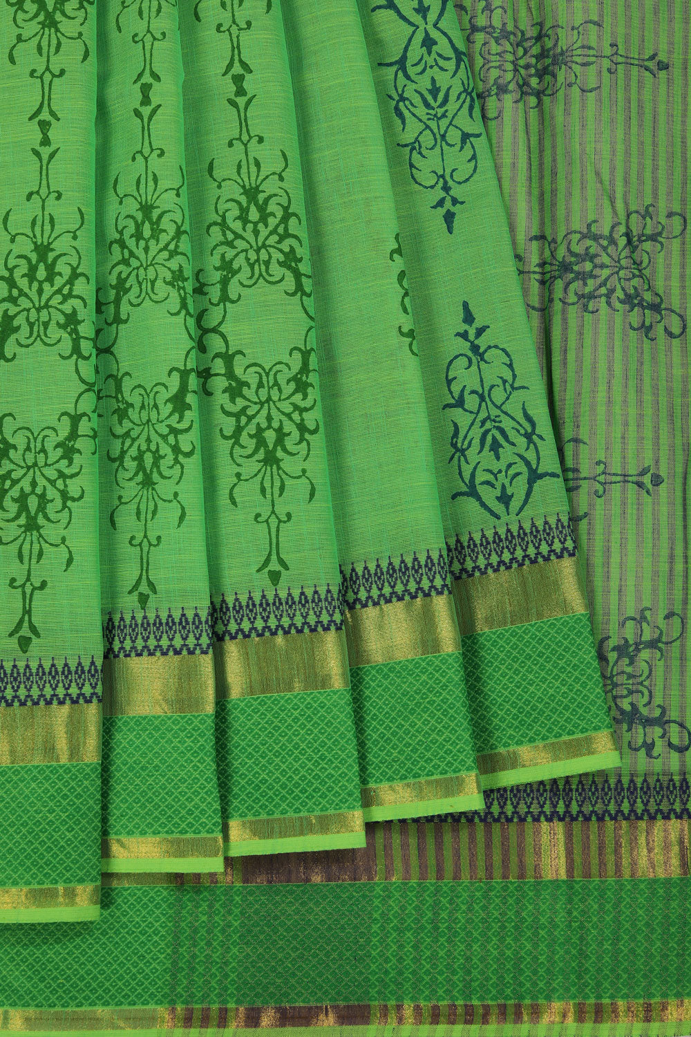 Hand block printed south cotton saree