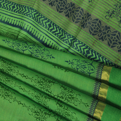 Hand block printed south cotton saree