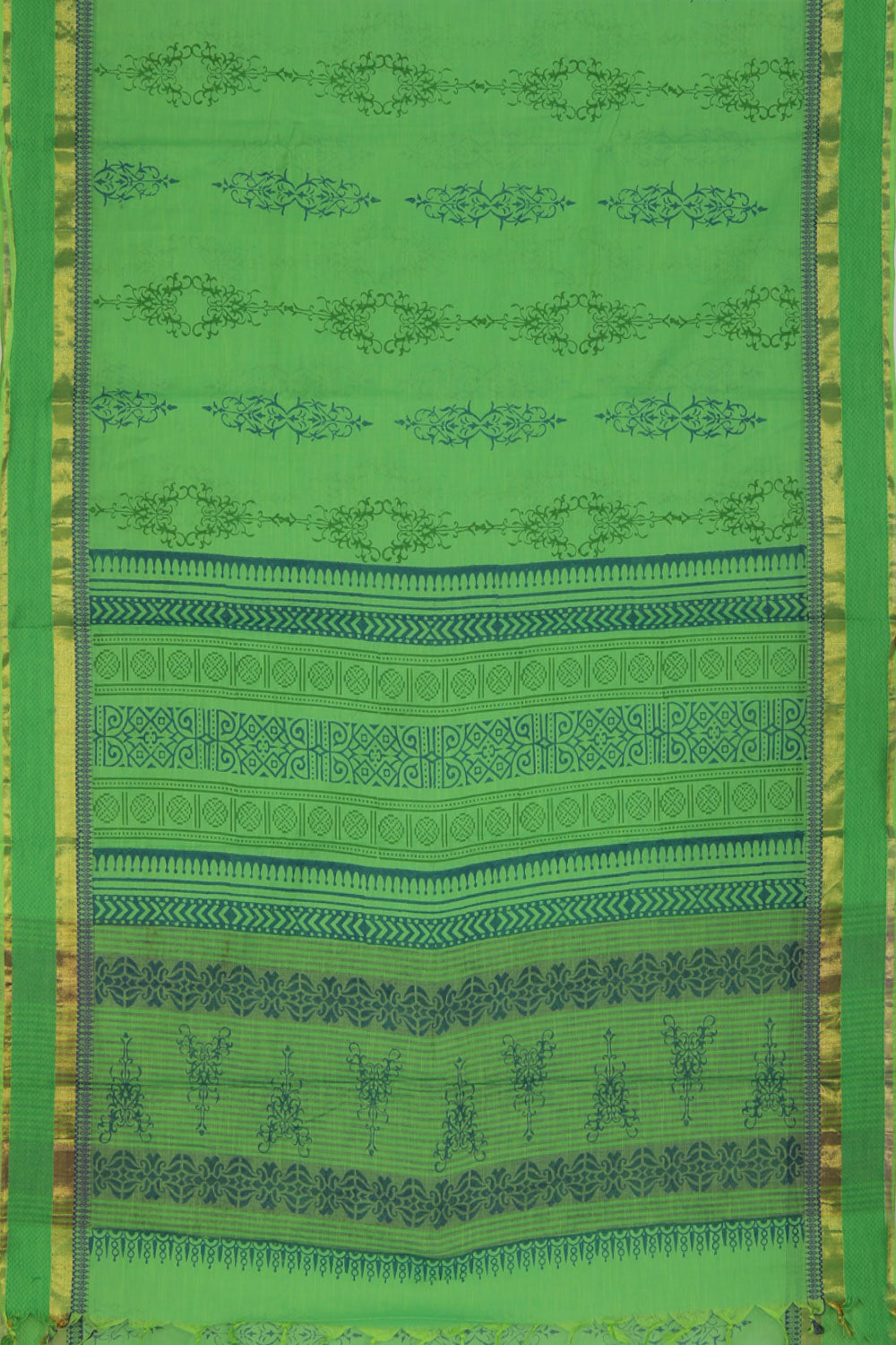 Hand block printed south cotton saree