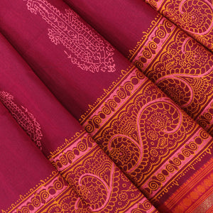 Hand block printed cotton saree