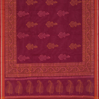 Hand block printed cotton saree
