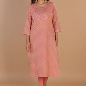 Geometric embroidered long kurti