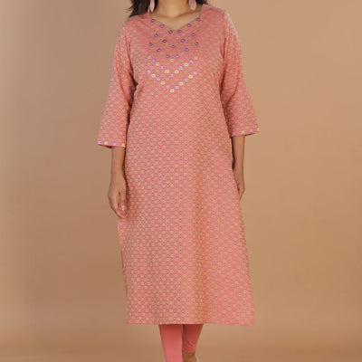 Geometric embroidered long kurti