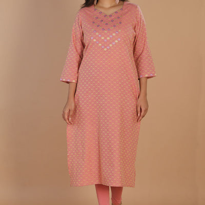 Geometric embroidered long kurti