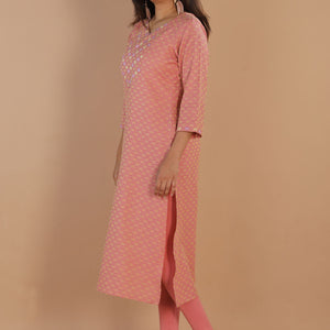 Geometric embroidered long kurti