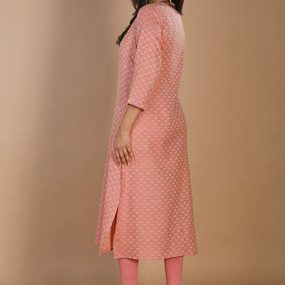 Geometric embroidered long kurti